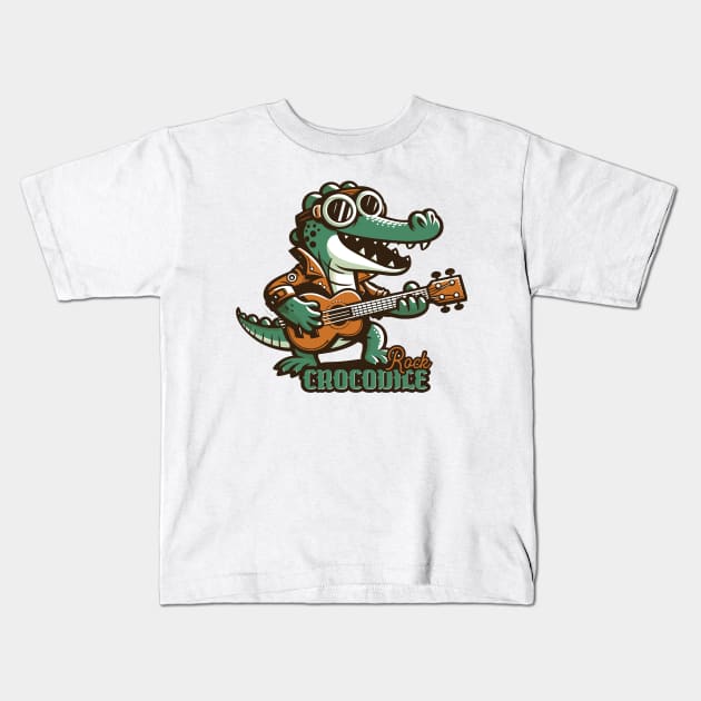 Crocodile Rock // Retro Music Fan Kids T-Shirt by Trendsdk